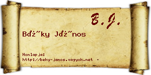 Béky János névjegykártya